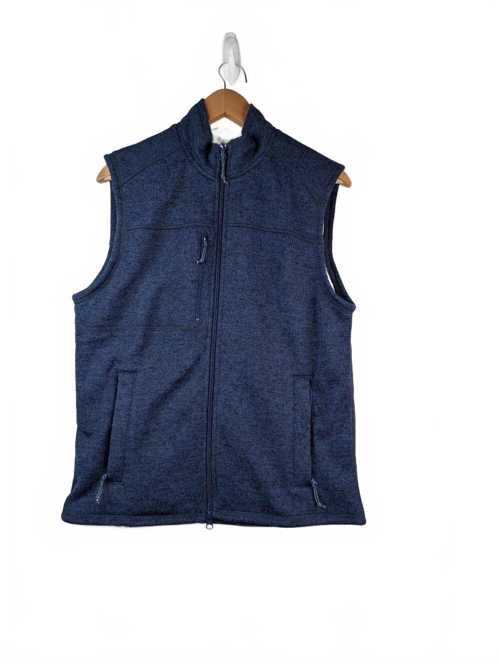 johnnie-O Wes Full Zip Vest in Wake Blue (Navy Heather) Small